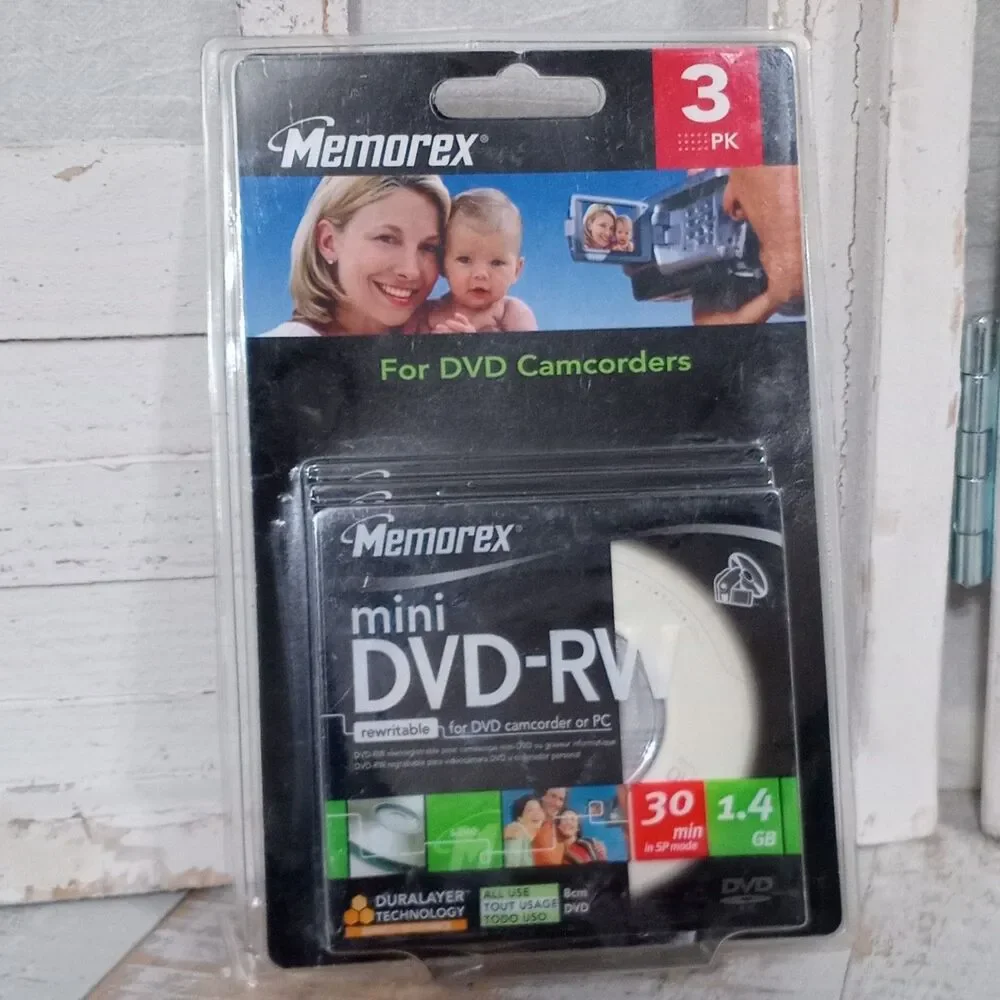 Memorex Mini DVD-RW 3 Pack 2X 1.4GB 30 min Single Sided DVD Camcorder New 2006